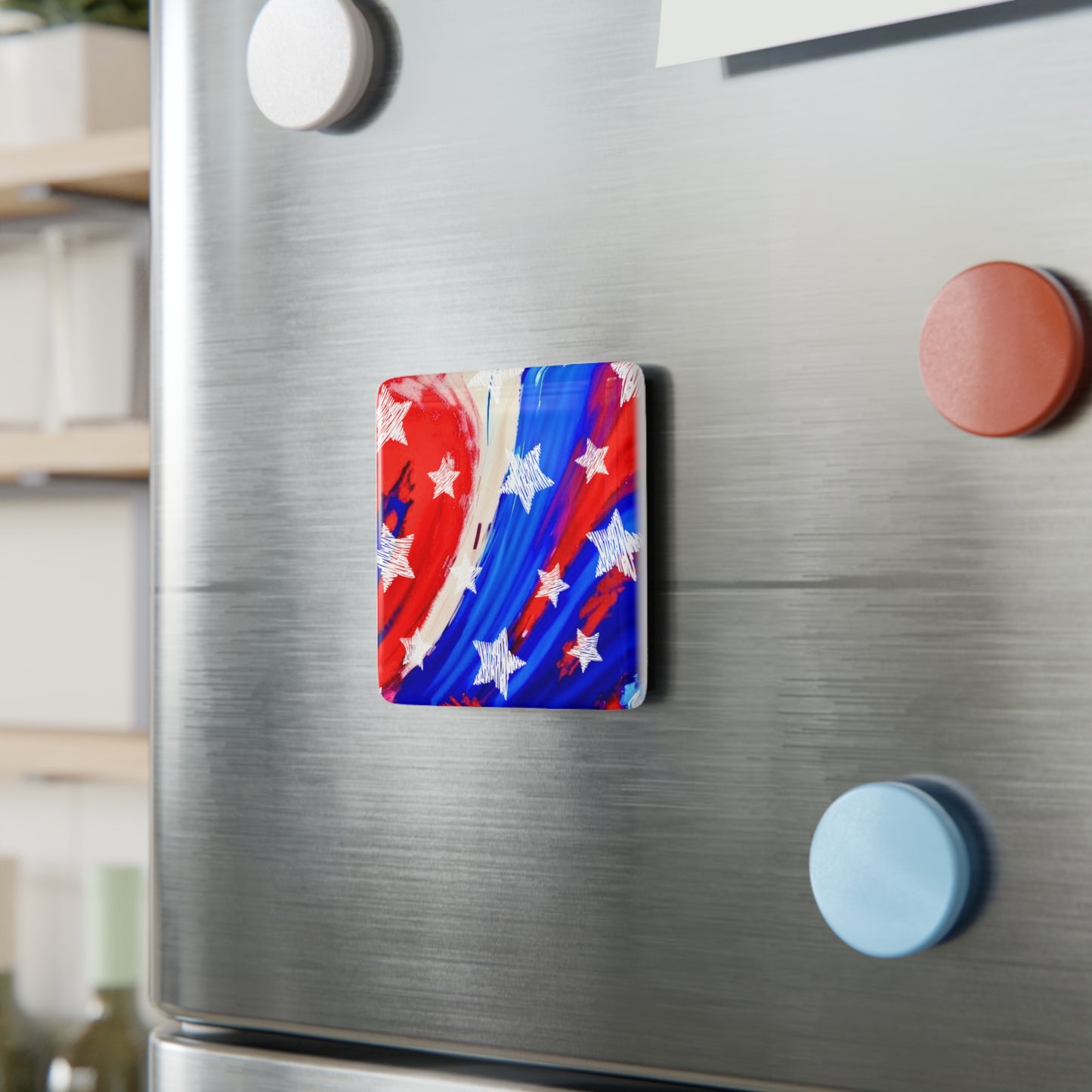 American Celebration Porcelain Magnet, Square