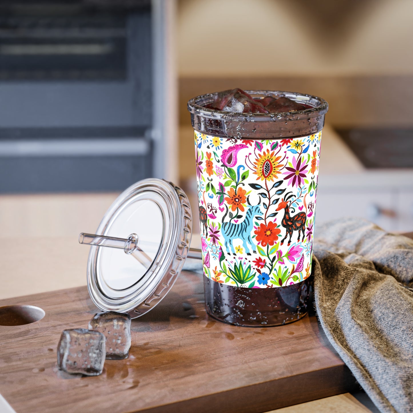 Otomi Festival of Springtime Folklore Floral Decorative Cold Beverage Travel Suave Acrylic Cup