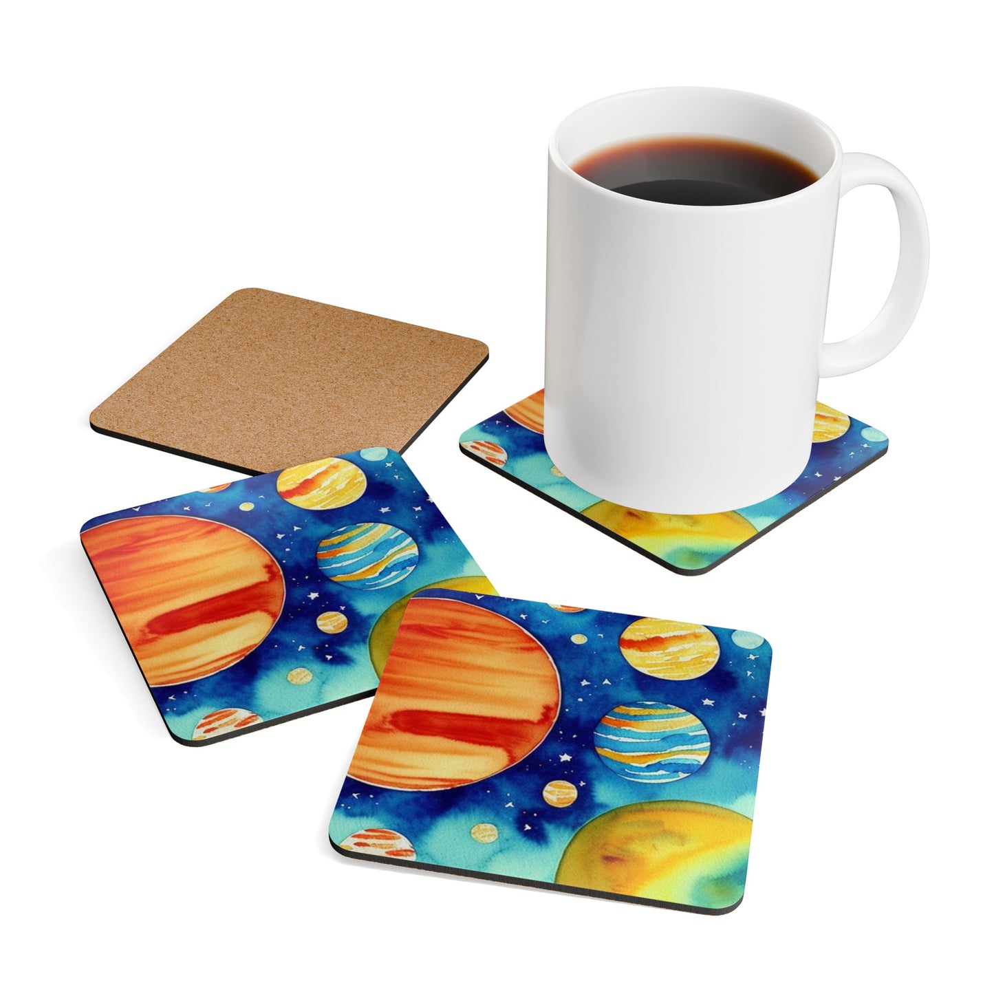Planetarium Galaxy Cocktail Party Beverage Entertaining Corkwood Coaster Set