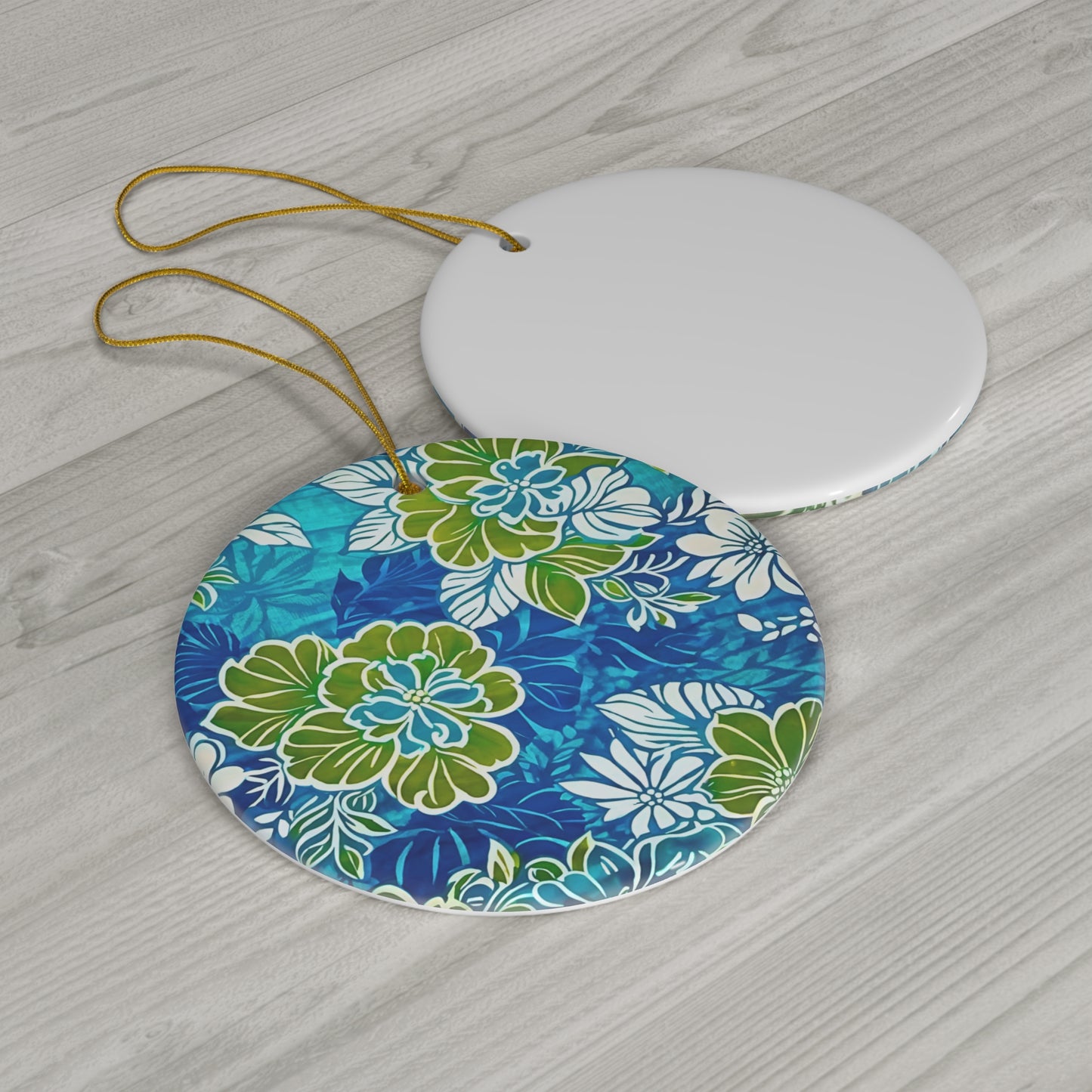 Tropical Palm Beach Winter Garden Flowers Holiday Coastal Ceramic Ornament