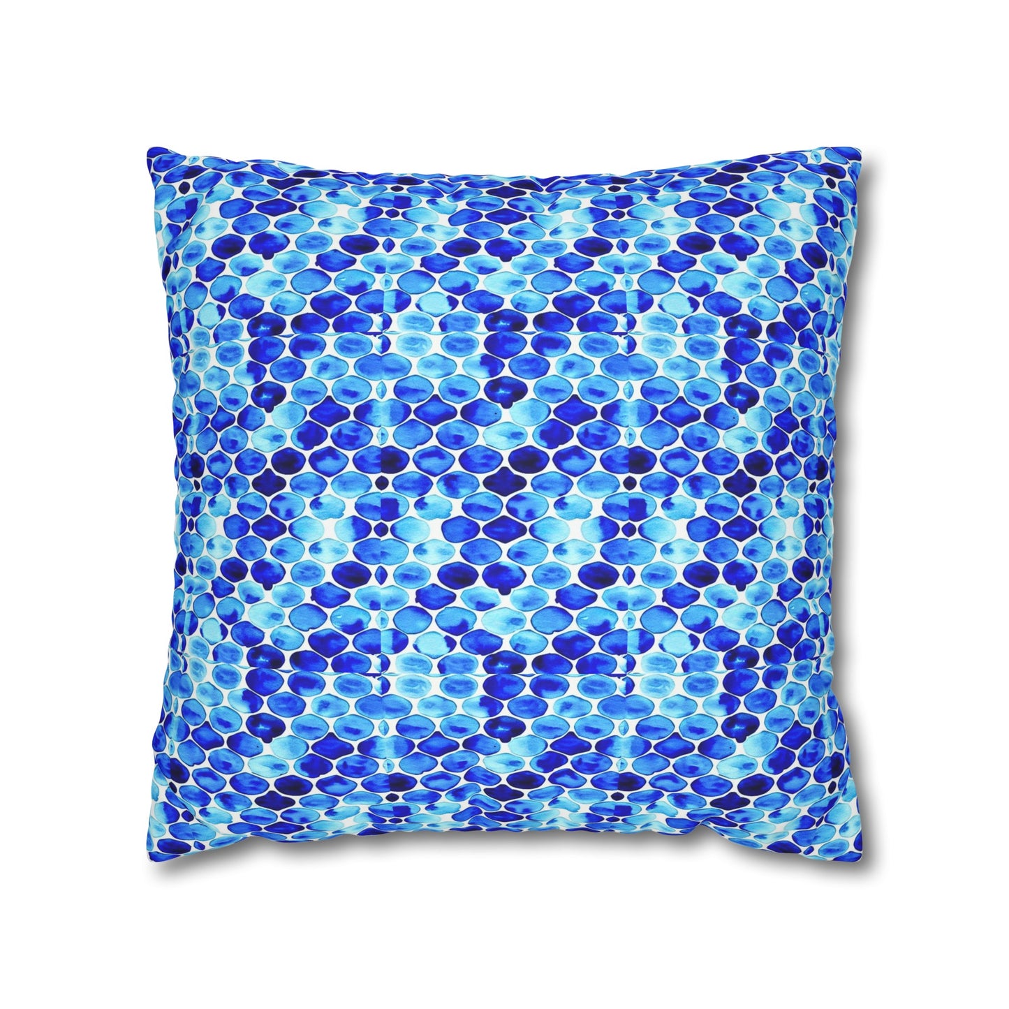 Blue Sea Glass Square Poly Canvas Pillow Cover