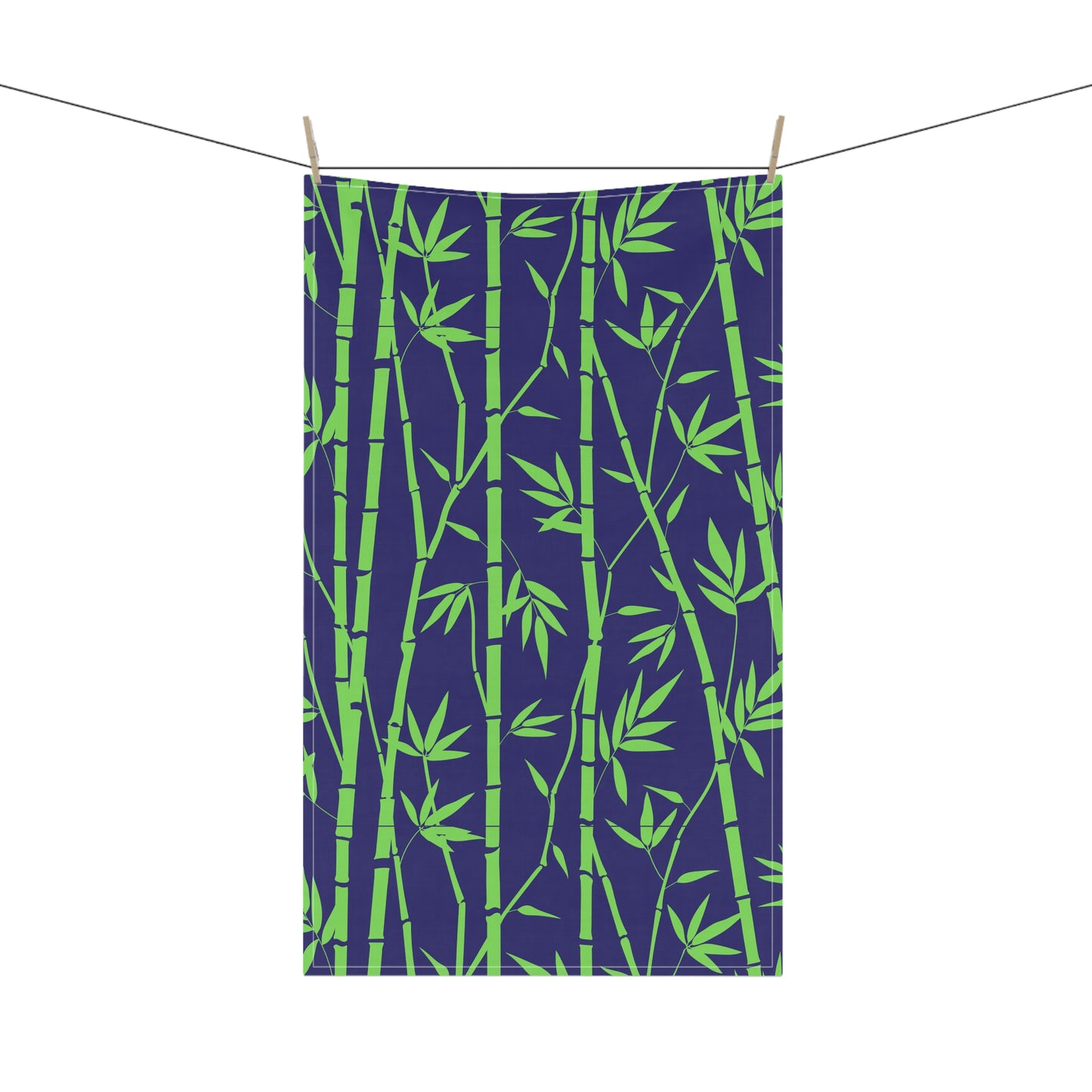 Bamboo Zen Meditation Garden Midnight Blue/Black Decorative Kitchen Tea Towel/Bar Towel
