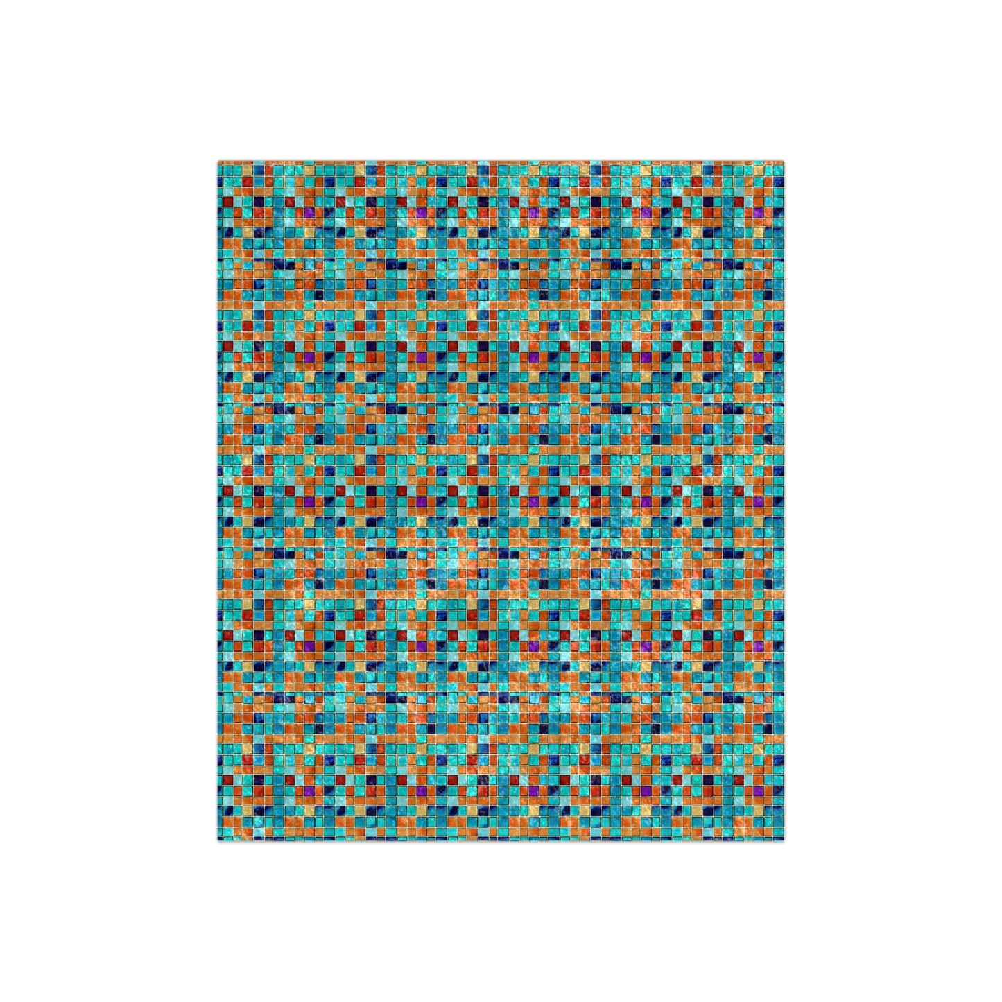 Fall Mosaic Tile Multi Colored Pattern Warm Cozy Lounge Shimmer Crushed Velvet Blanket