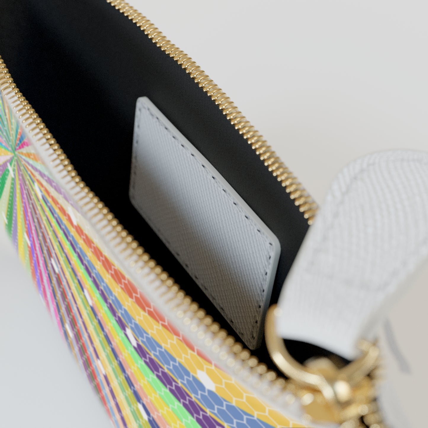 Spiral Spectrum Rainbow Vegan Leather Coin Purse Lipstick Mini Pouch Clutch Bag