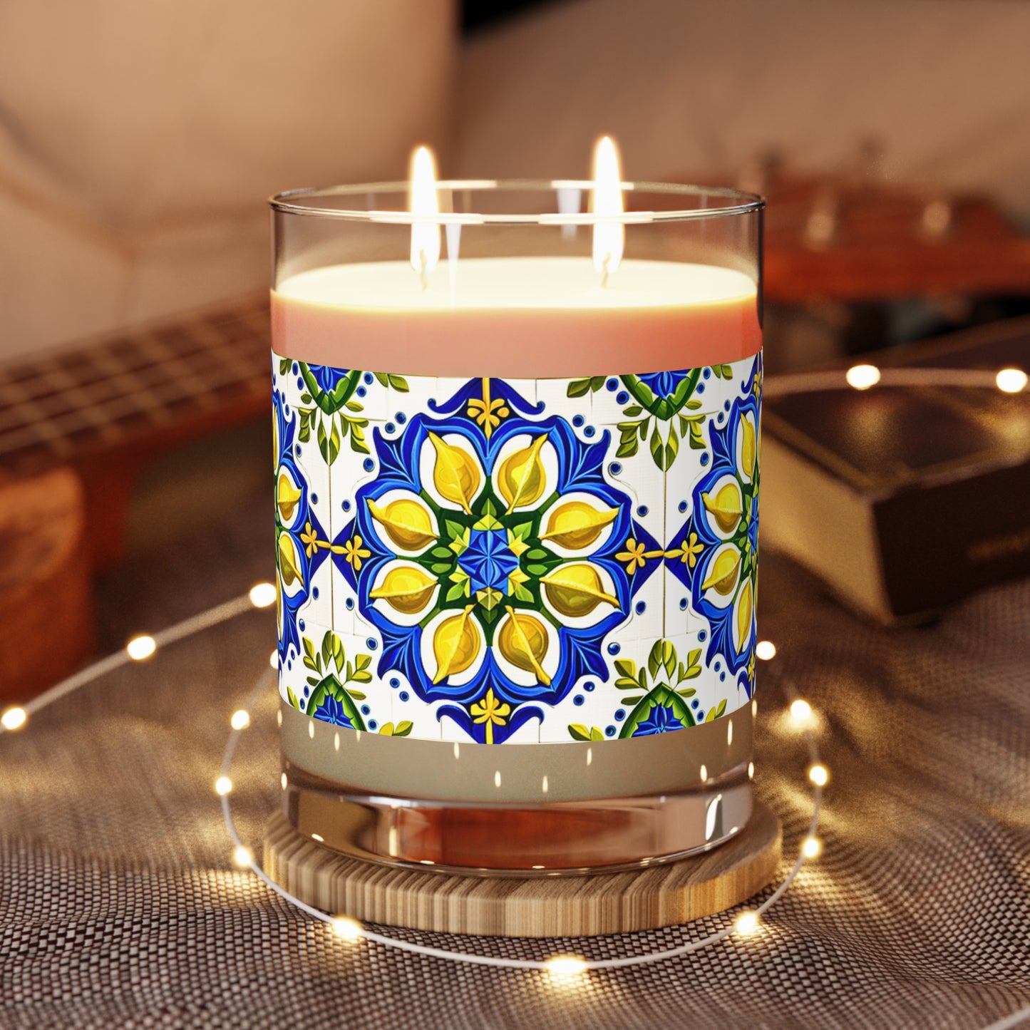 Island of Capri Limone Italian Durata Tile Italy Aromatherapy Essential Oils Natural Decorative Scented Candle - Full Glass, 11oz