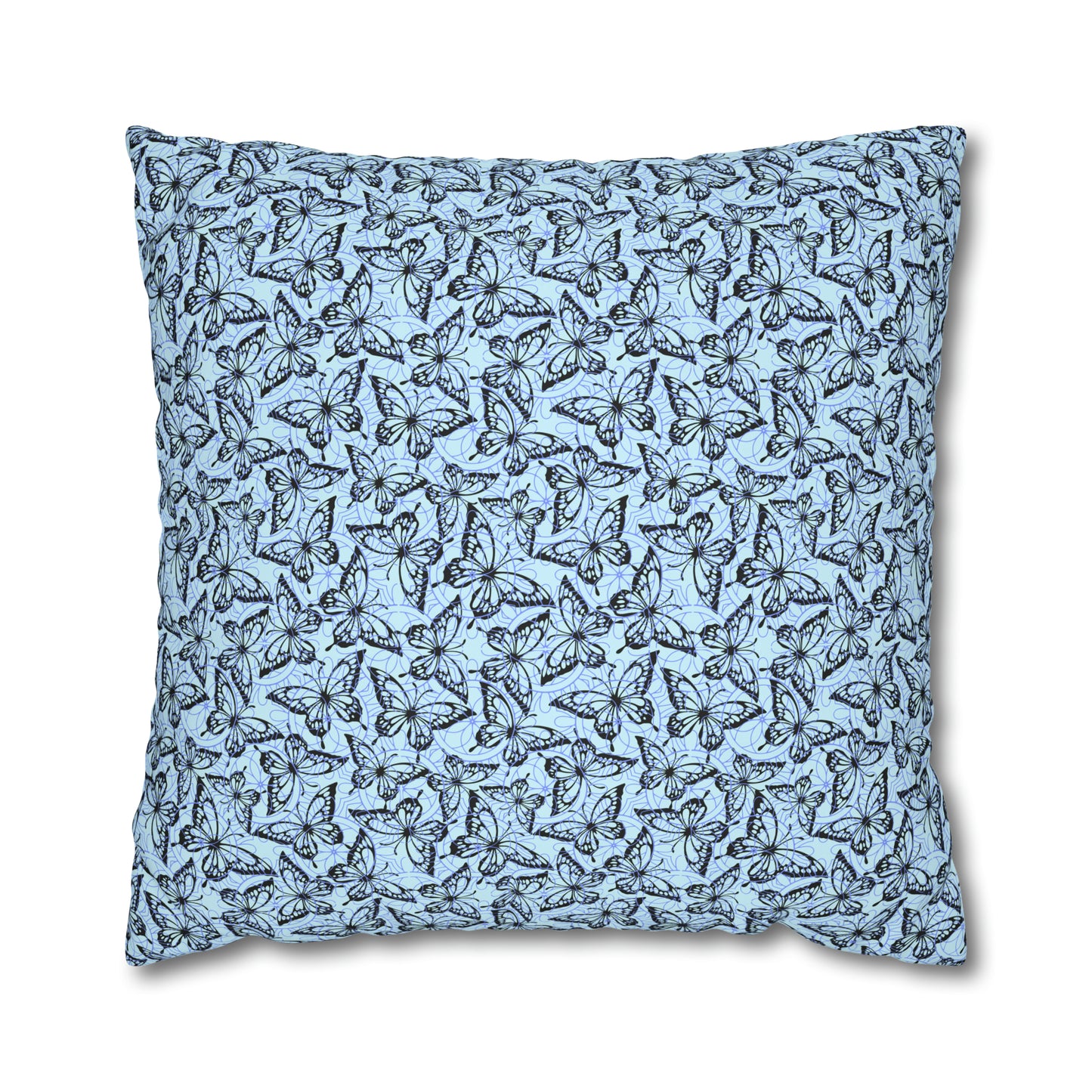 Butterfly Lace Turquoise French Botanical Art Square Poly Canvas Pillow Cover