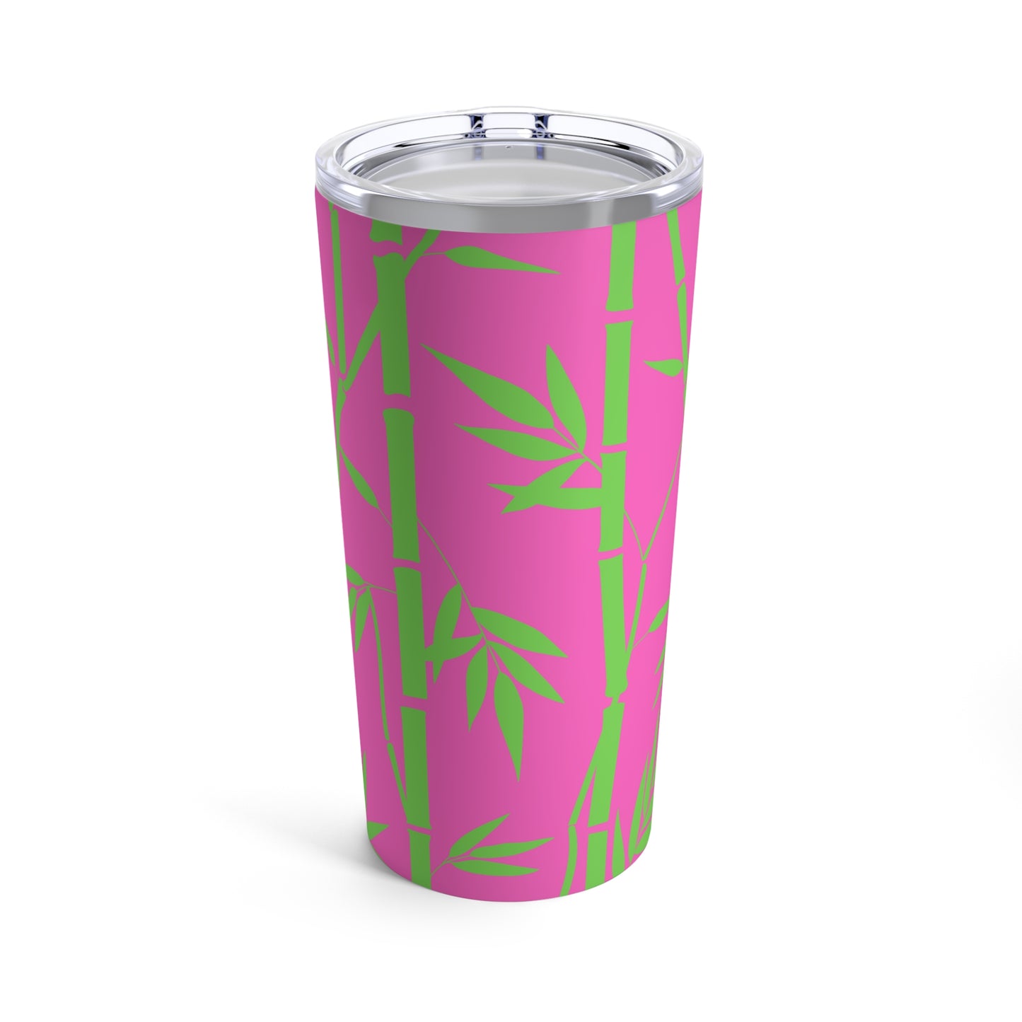 Bamboo Zen Meditation Garden Hot Pink Lime Green Hot Cold Beverage Travel Tumbler 20oz
