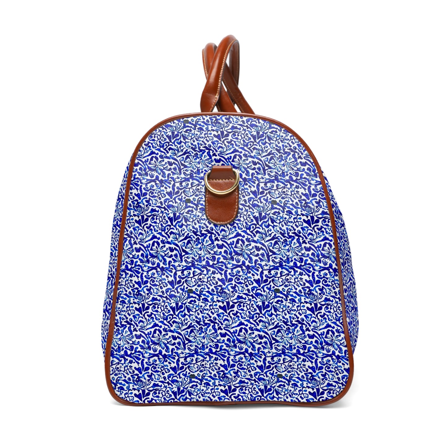 Blue Caribbean Sea Tile Cobalt Blue and White Coastal Waterproof Travel Bag