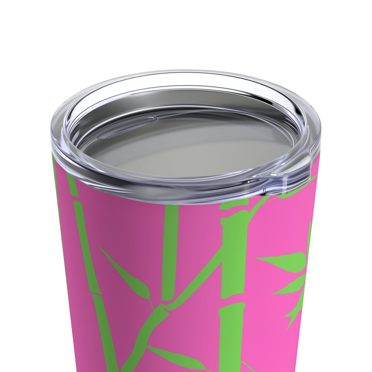 Bamboo Zen Meditation Garden Hot Pink Lime Green Hot Cold Beverage Travel Tumbler 20oz
