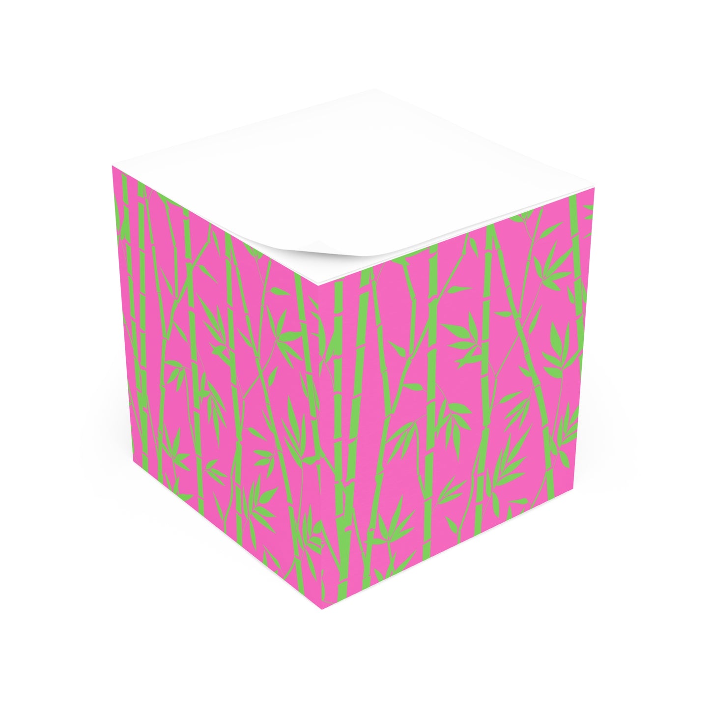 Bamboo Zen Meditation Garden Hot Pink Lime Green Decorative Paper Note Cube