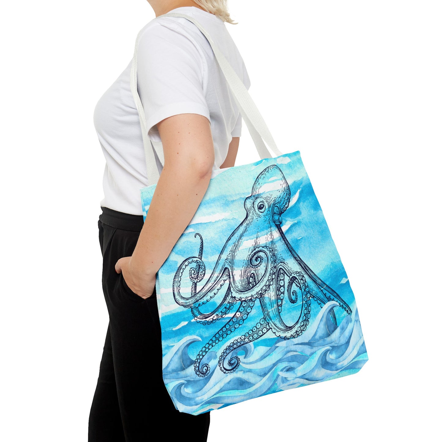 Coastal Summer Octopus Book Tote Bag