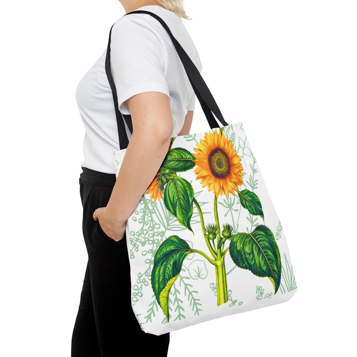 Summer Sunflower Botanical Book Tote Bag