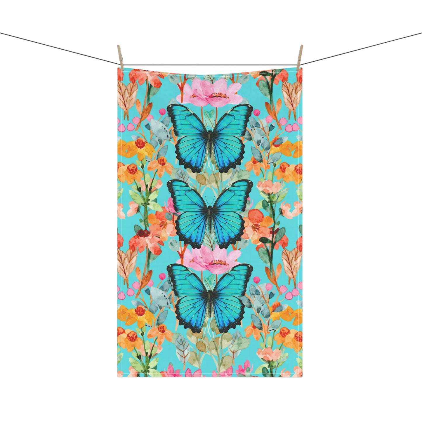 Wildflower Fields Turquoise Kitchen Towel / Tea Towel / Bar Towel