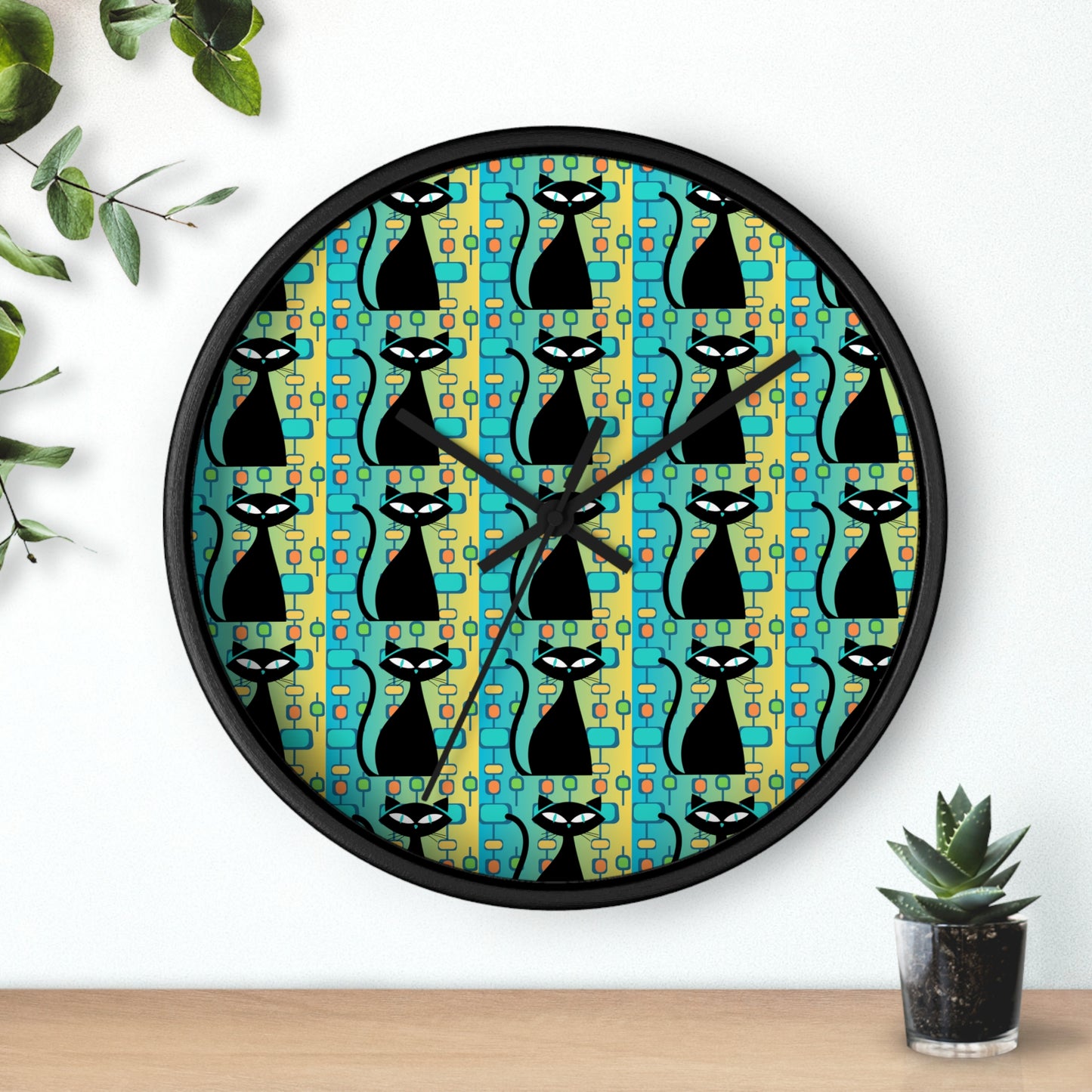 Atomic Cat Midcentury Modern Kitchen Wall Clock