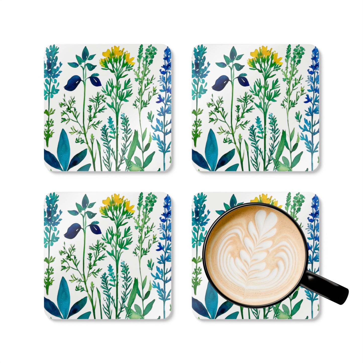 Spring Herbs Beverage Cocktail Corkwood Coaster Set