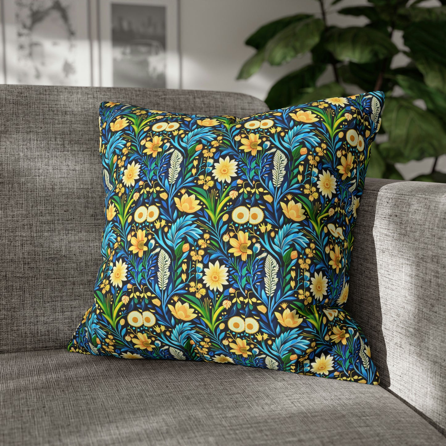 Hyde Park London Early English Daffodil Spring Flowers Decorative Accent Spun Polyester Pillow Cover