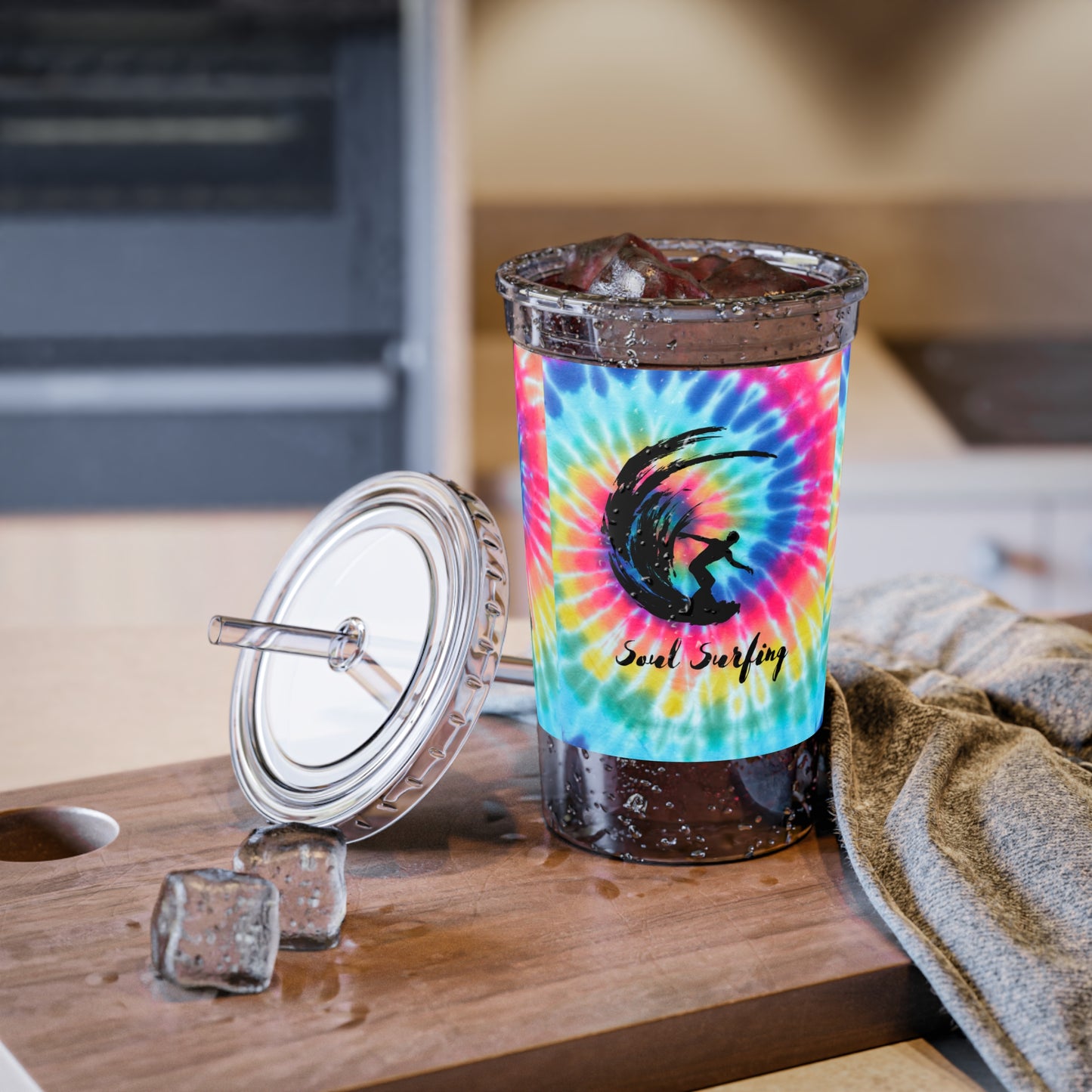Soul Surfing Tie Dye Surfing Hang Ten 1970s Cold Beverage Suave Acrylic Cup