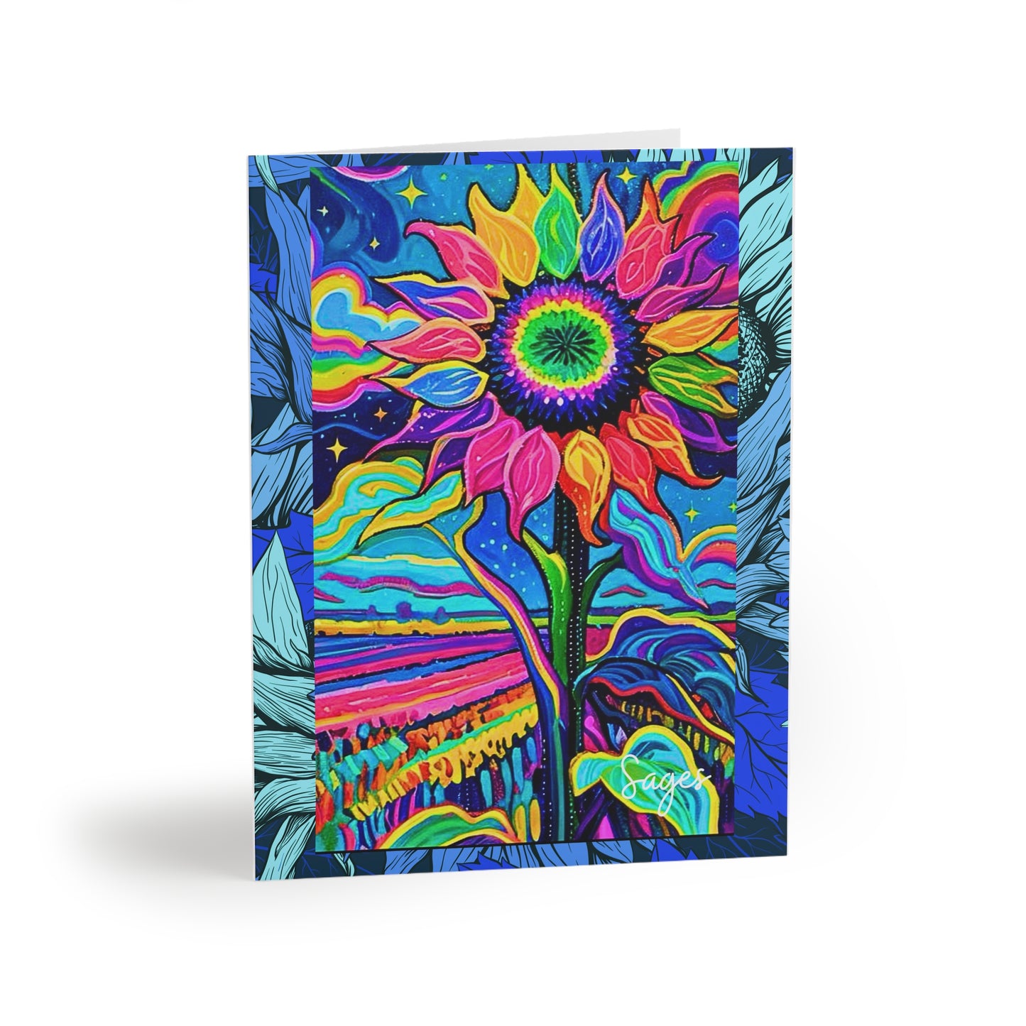 Electric Sunflower Collage Note Cards (8 pcs)
