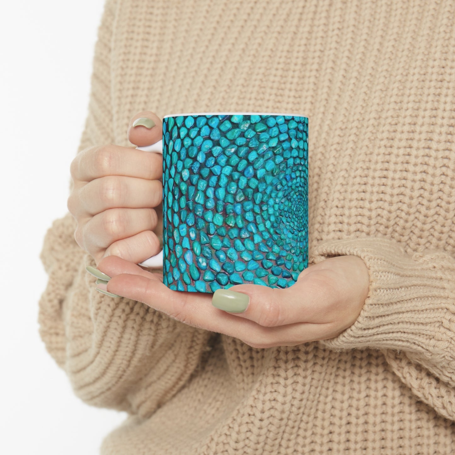 Turquoise Stone Natural Hot Beverage Coffee Tea Decorative Ceramic Mug 11oz