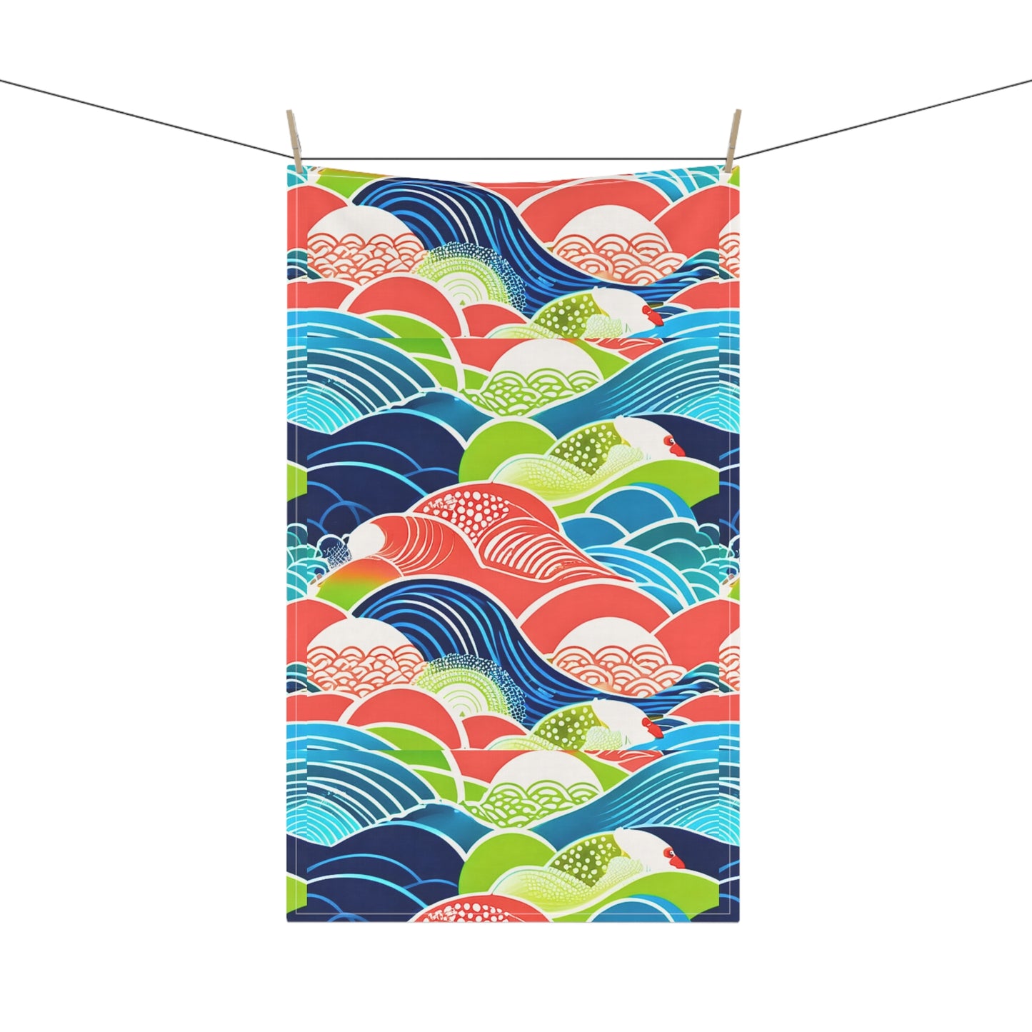 Japanese Origami Mountains Decorative Asian Kitchen Tea Towel/Bar Towel