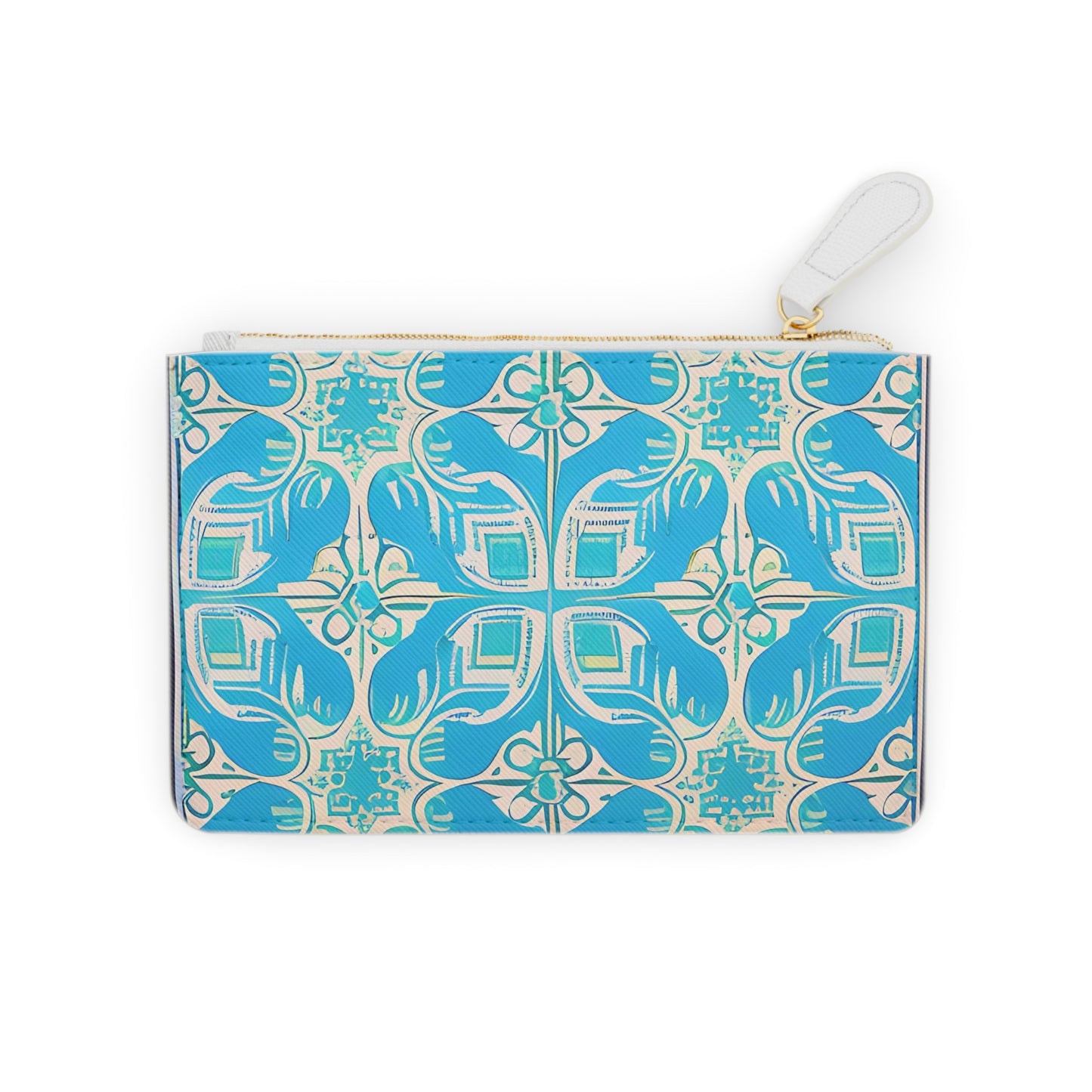 Greek Island Villa Tile Pattern Travel Vacation Coin Purse Mini Pouch Clutch Bag