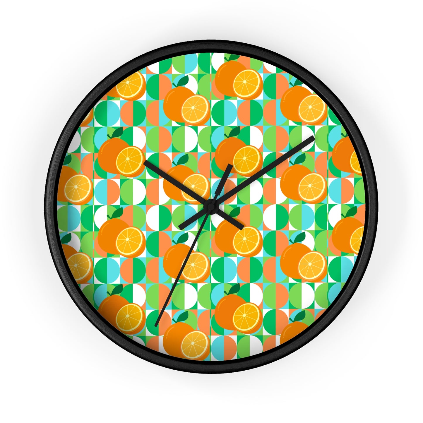 Retro Citrus Midcentury Modern Oranges Pattern Wall Clock