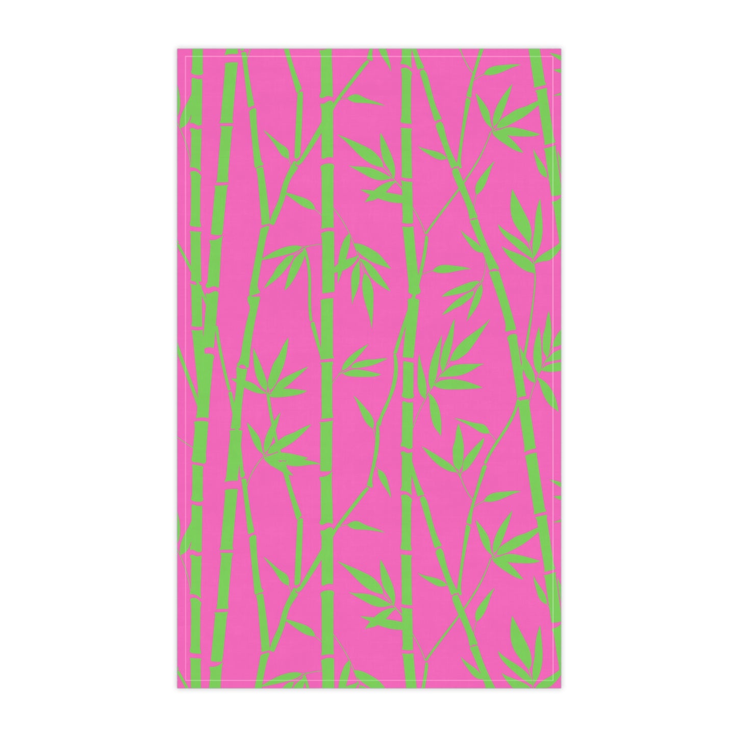 Bamboo Zen Meditation Garden Hot Pink Lime Green Decorative Kitchen Tea Towel/Bar Towel