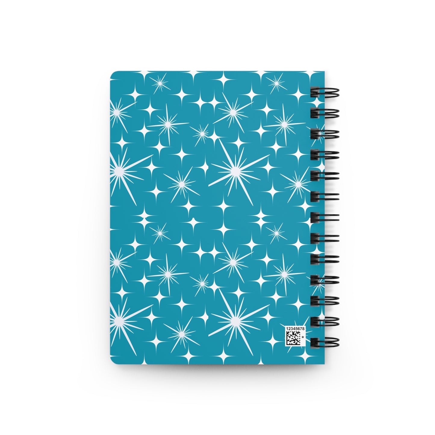 Midcentury Modern Stars Pattern Teal Writing Sketch Inspiration Spiral Bound Journal