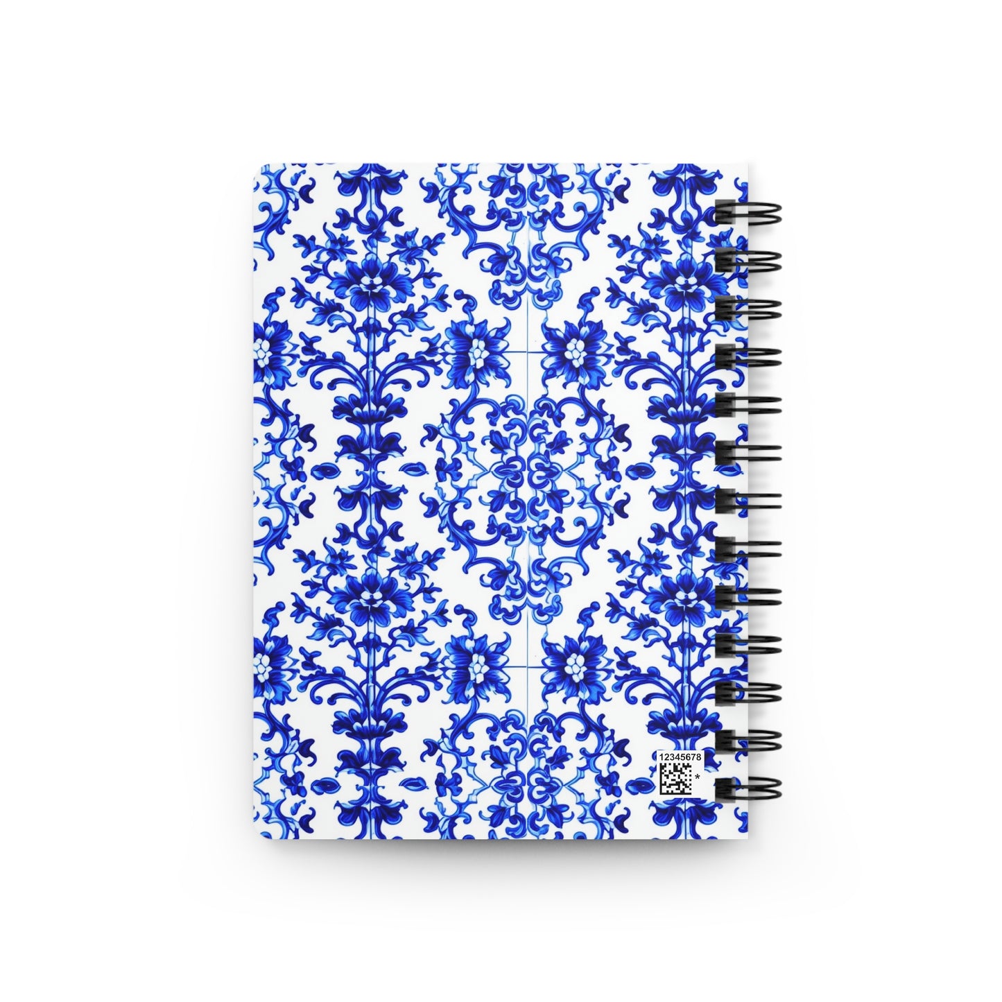 Portuguese Blue and White Tile Pattern Writing Sketch Inspiration Spiral Bound Journal