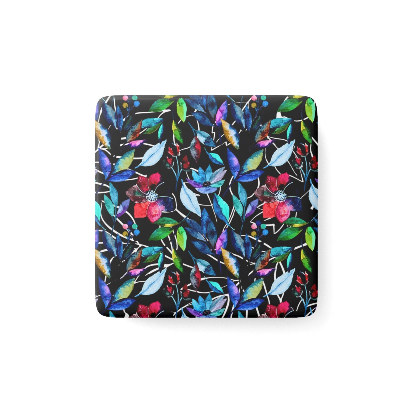 Once Upon a Forest Leaves Porcelain Magnet, Square