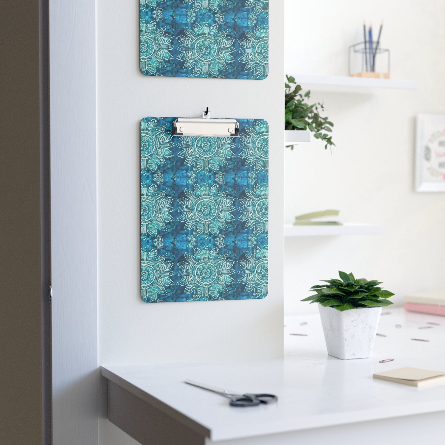 Teal Abundance Flower Batik Sumatra Tropical Organizer Clipboard