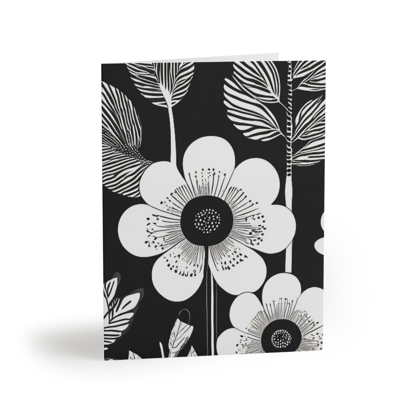 Black and White Poppies Mod 1960s Pop Art Note Cards (8 pcs)