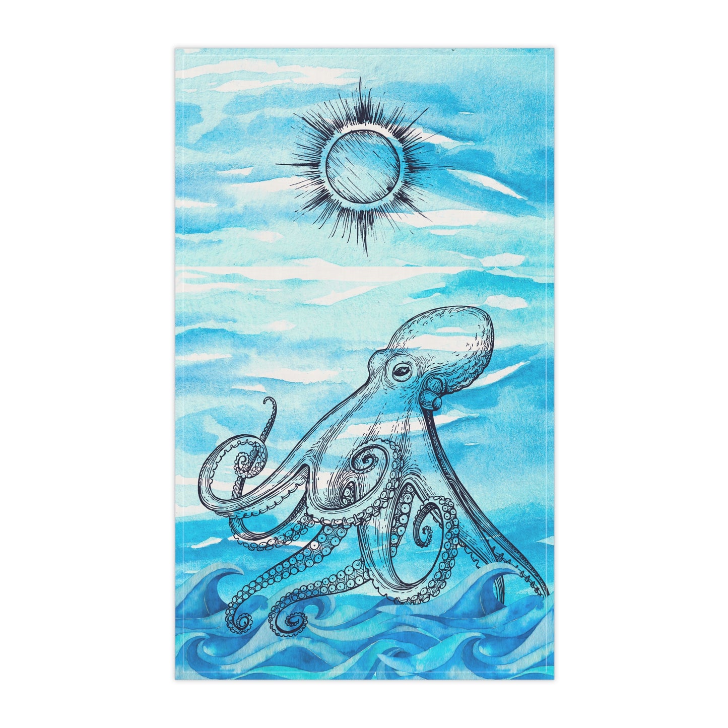 Coastal Summer Octopus Kitchen Towel / Tea Towel / Bar Towel