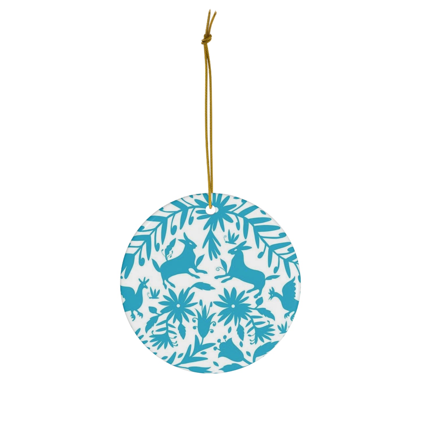 Turquoise Folk Ceramic Ornament