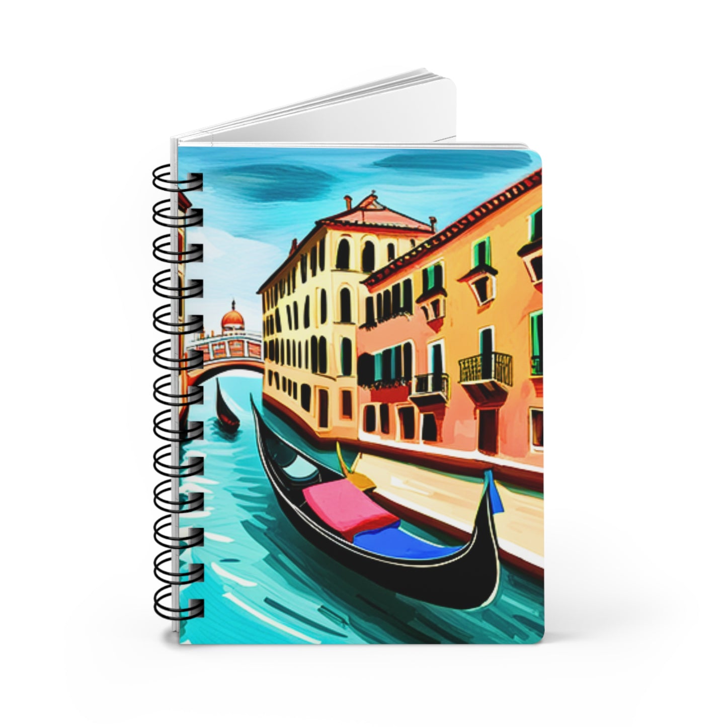 Venetian Gondola Grand Canal Venice Italy Travel Writing Sketch Inspiration Spiral Bound Journal