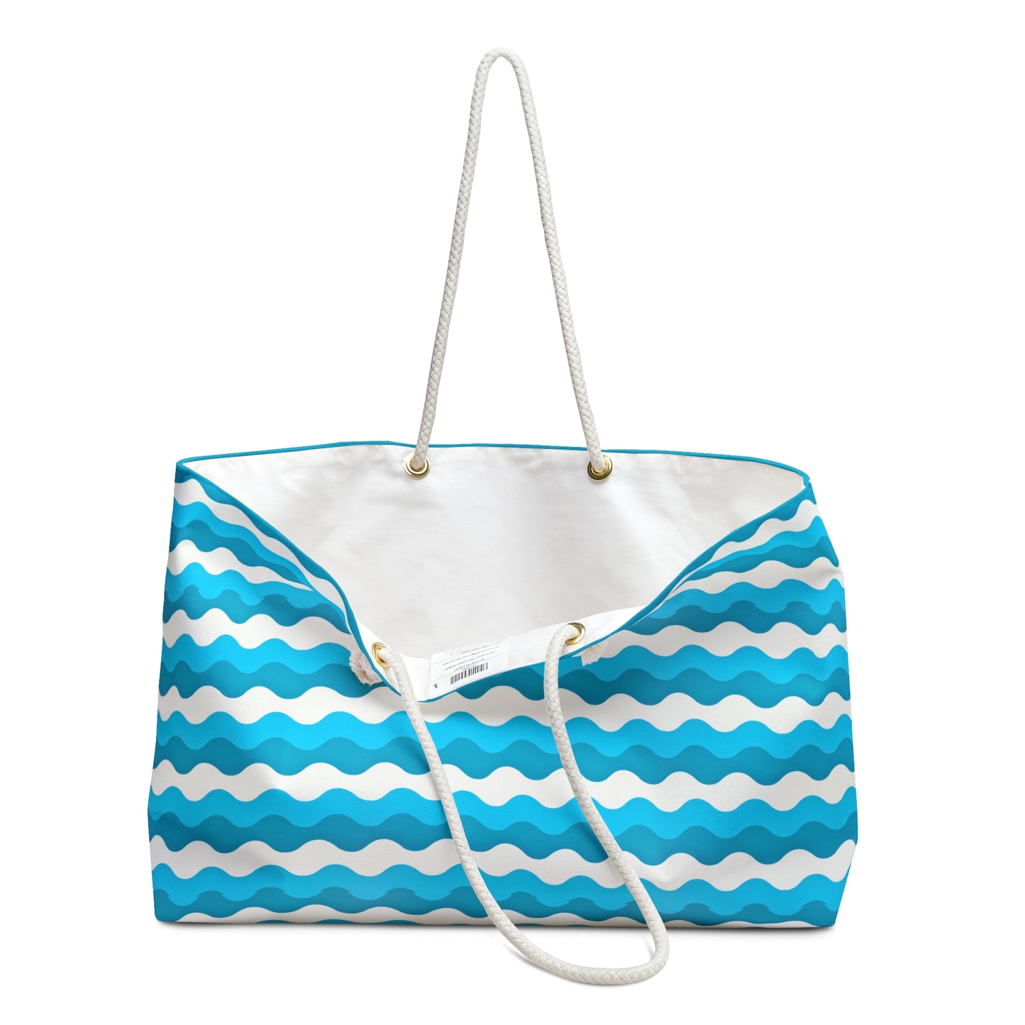 Groovy Waves Vibes Midcentury Modern Turquoise Ocean Coastal Shopper Market Beach Travel Vacay Weekender Bag