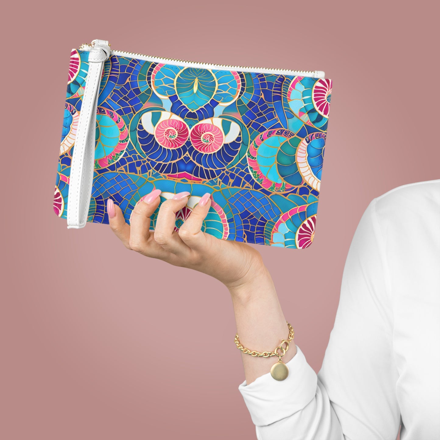 Cloisonne Sea Shells Evening Daytime Fashion Pouch Clutch Bag