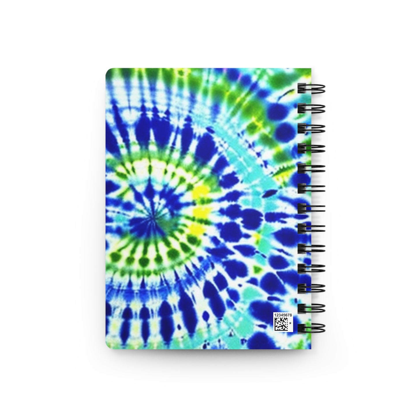 Blue and Lime Green Beach Surfer Coastal Tie Dye Writing Sketch Inspiration Spiral Bound Journal