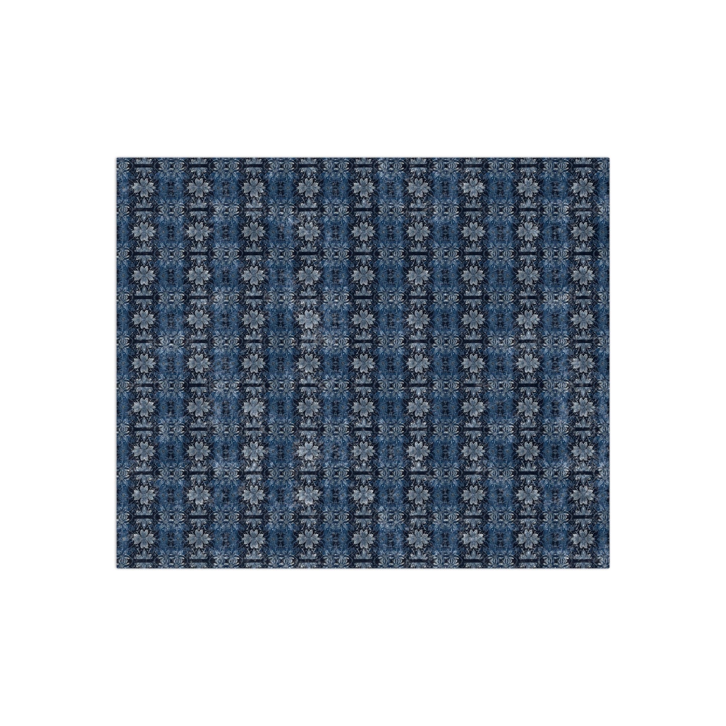 Island Navy Blue Batik Crushed Velvet Blanket