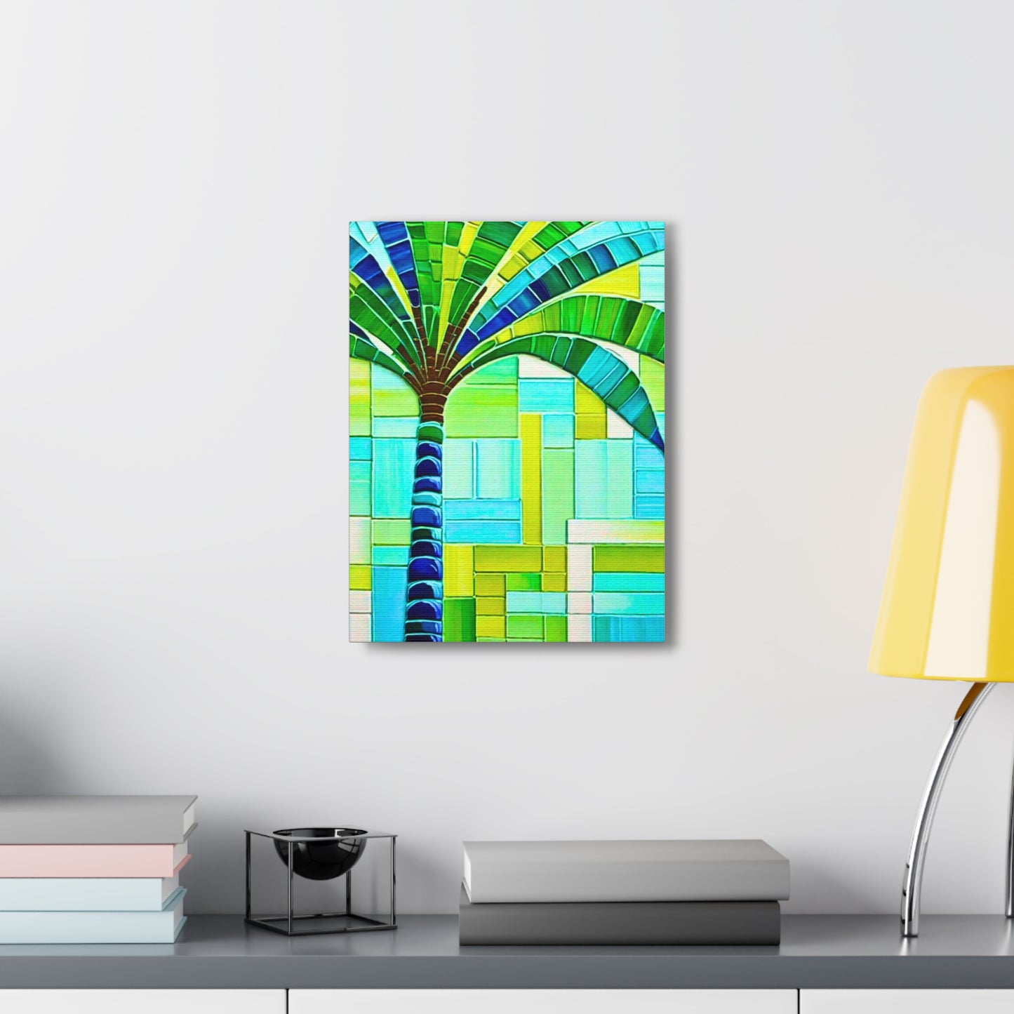 Turks and Caicos Palm Tree Poolside Tile Ocean Art Canvas Gallery Wraps