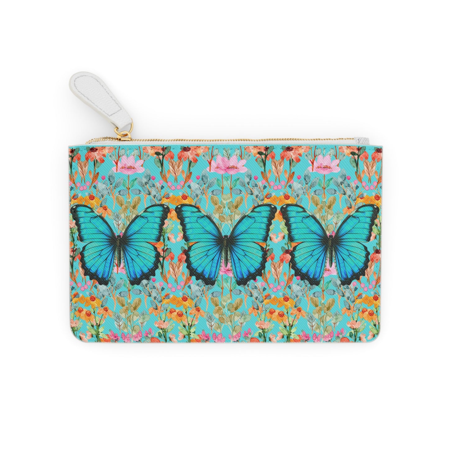 Wildflower Fields Turquoise Coin Purse Mini Pouch Clutch Bag