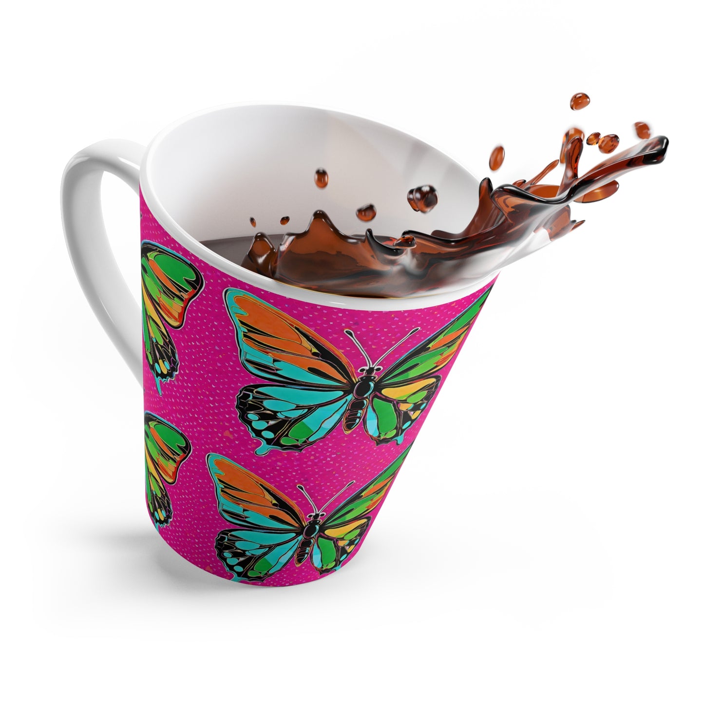 Modern Butterfly Pop Art 1960s Museum Gallery Hot Pink Hot Beverage Coffee Chia Tea Cappuccino Latte Mug