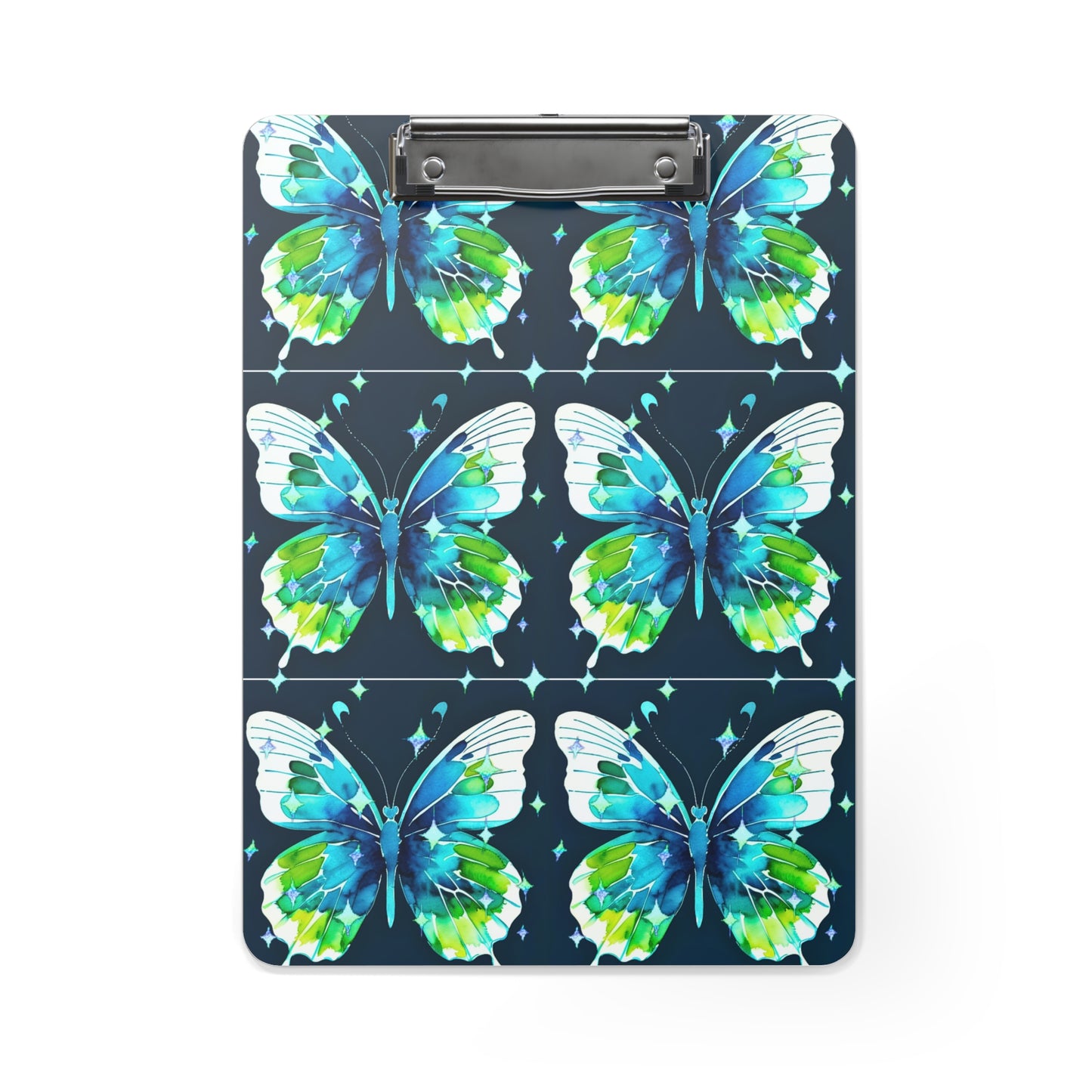 Twilight Awakening Blue Butterfly Watercolor Organizer Clipboard