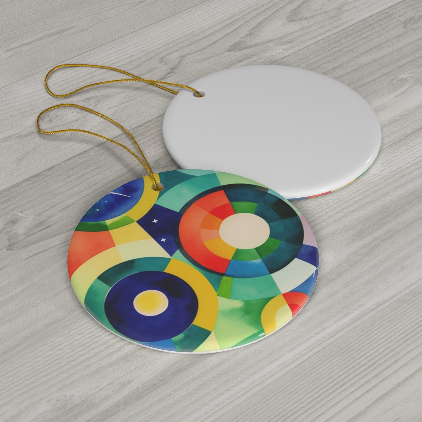 Colorful Midcentury Modern Radar Satellites Ceramic Ornament