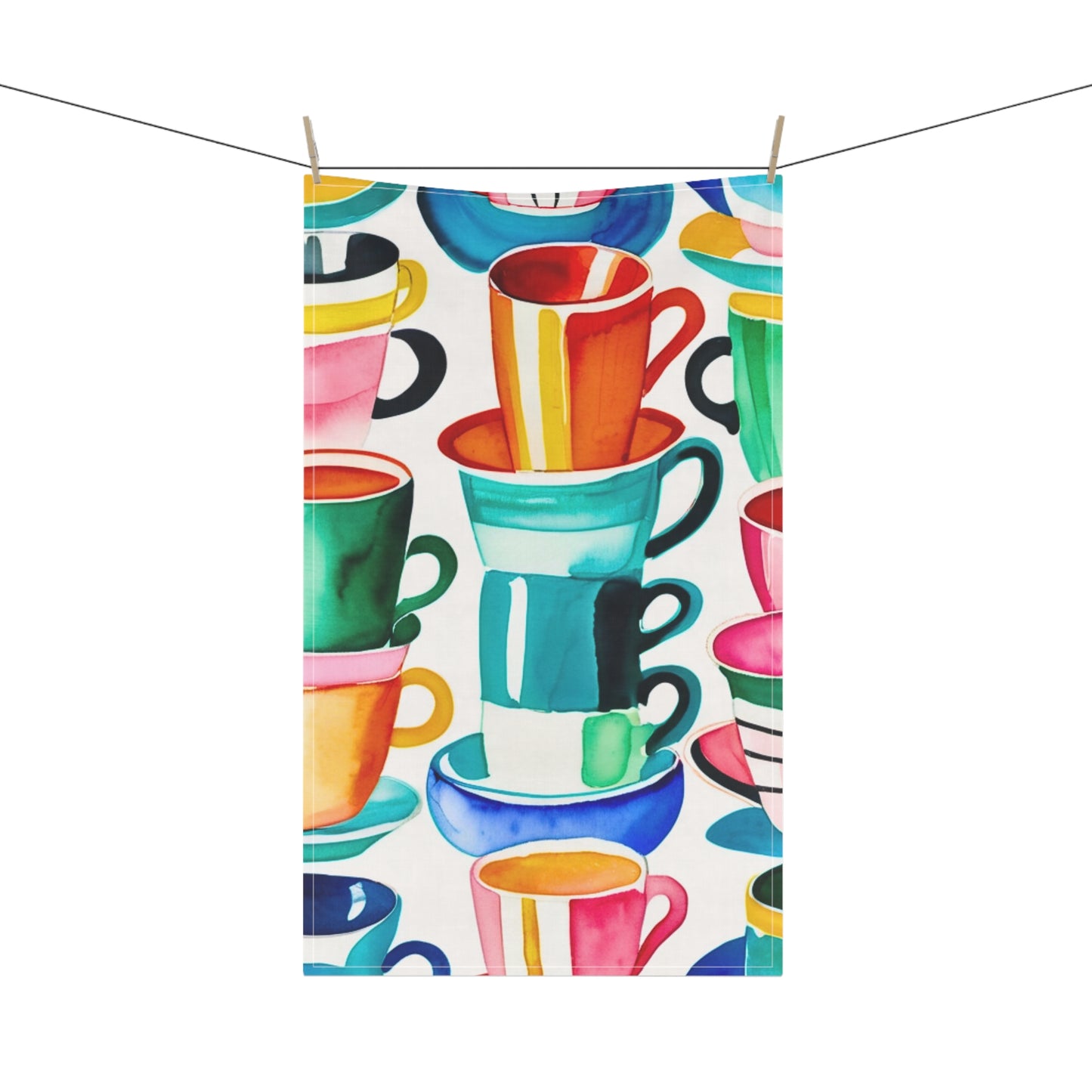 Stacks of Dishes Midcentury Modern Decorative Kitchen Tea Towel / Bar Towel