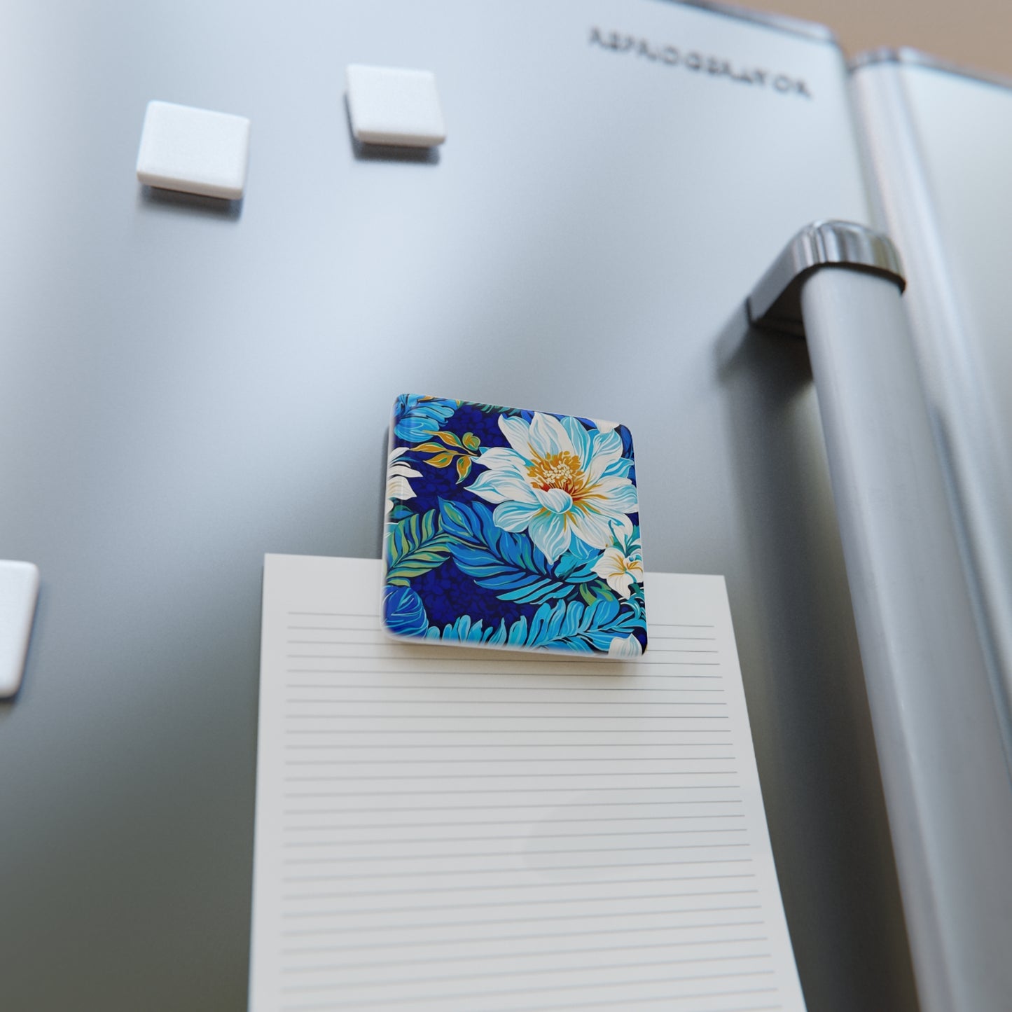 Hawaiian White Orchid Tropical Paradise Porcelain Magnet, Square