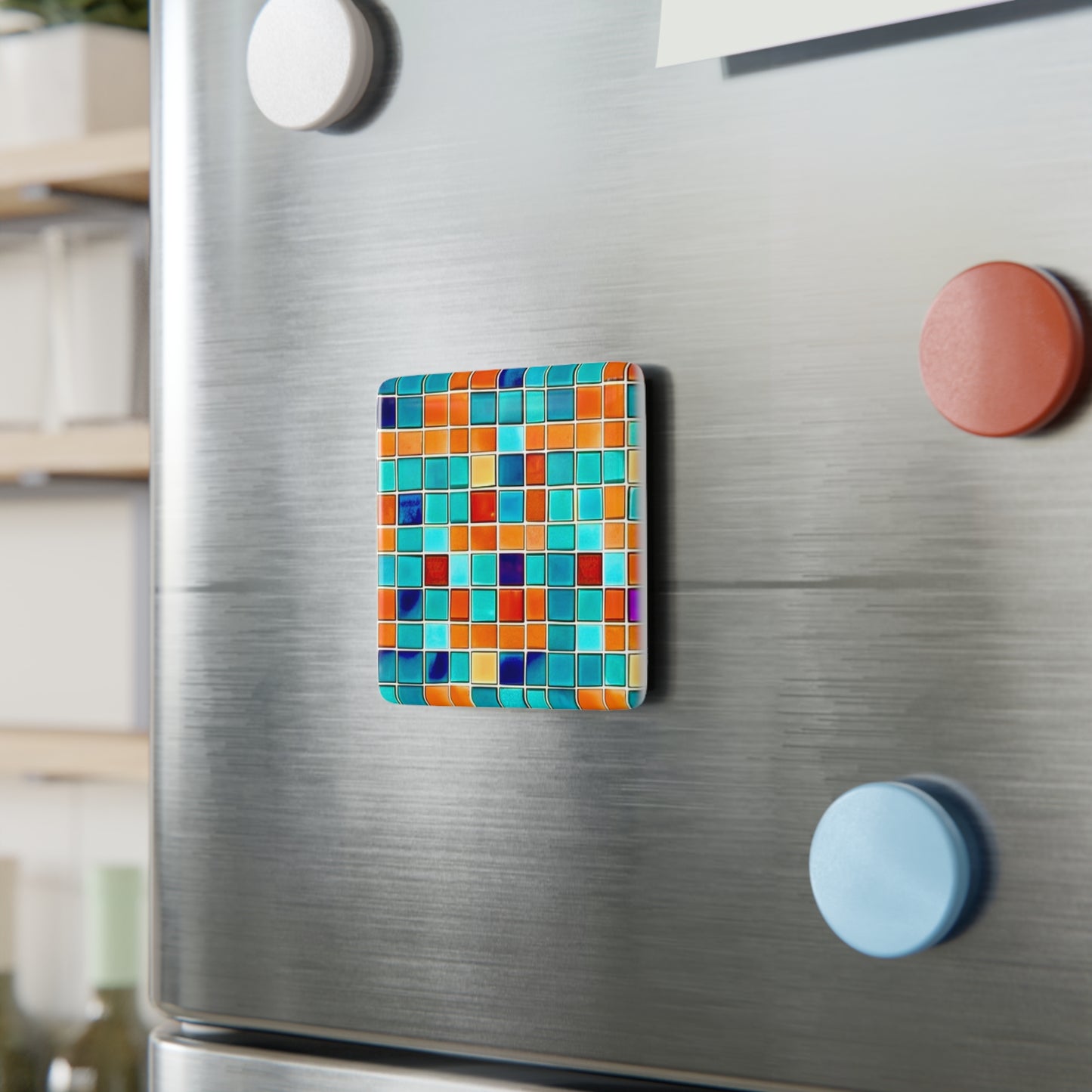 Fall Mosaic Porcelain Magnet, Square