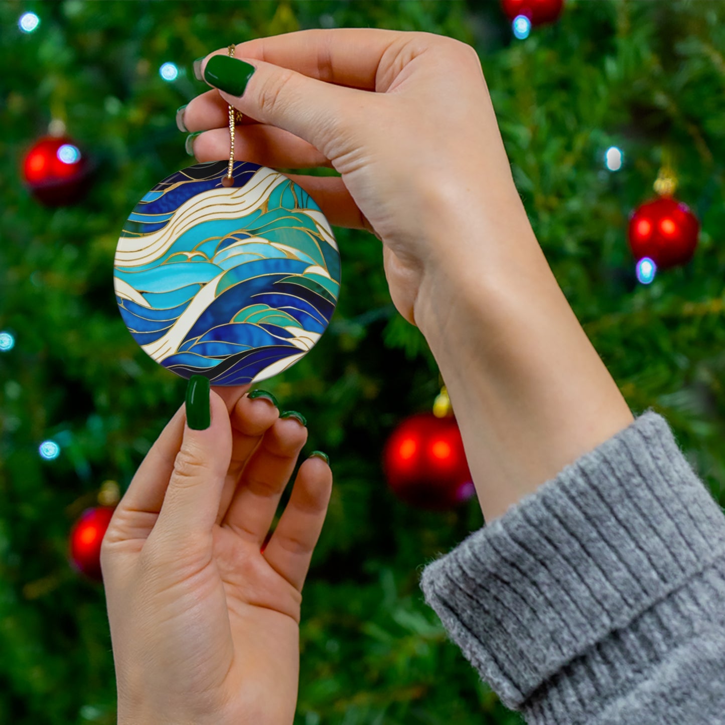 Cloisonne Waves Decorative Ceramic Ornament