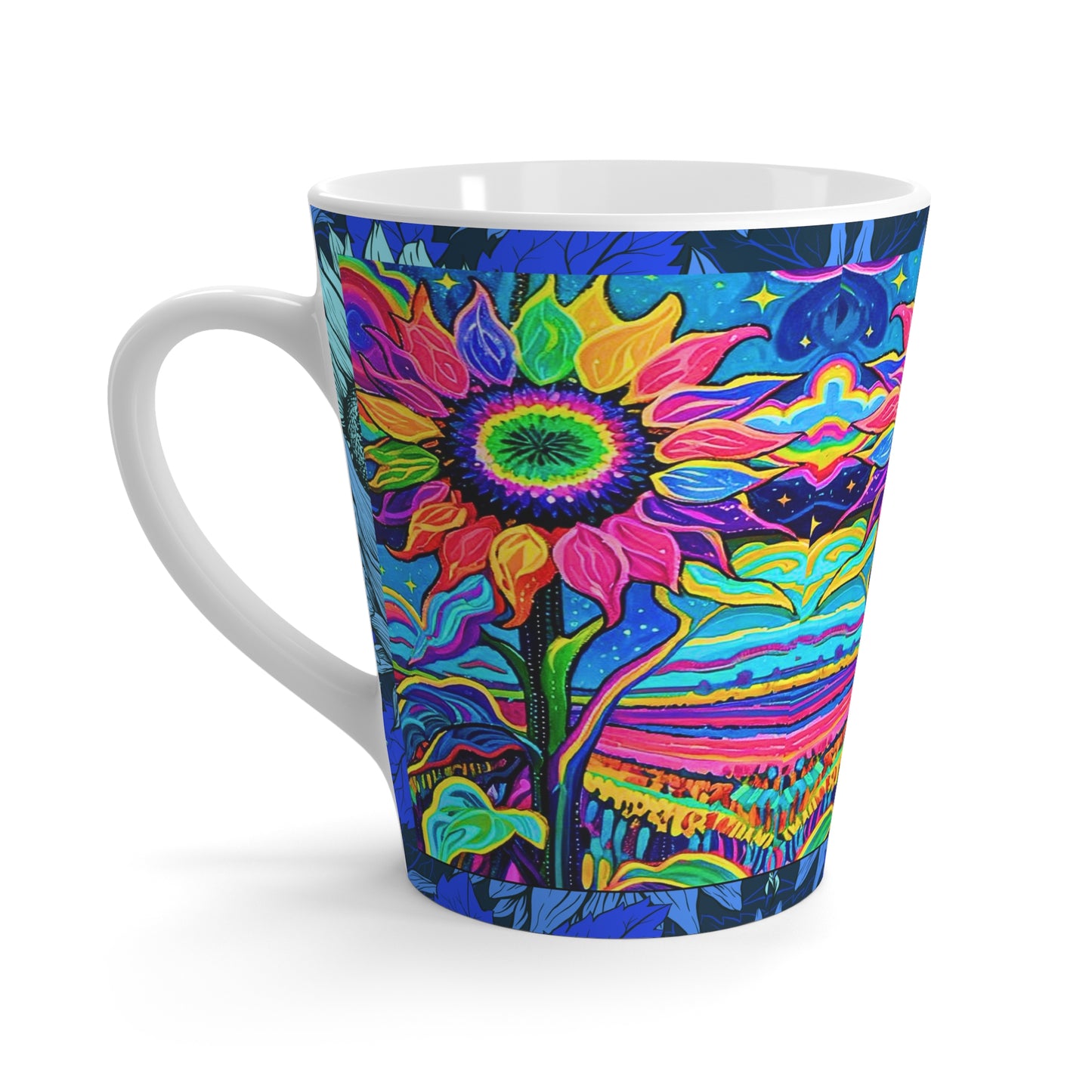 Electric Sunflower Collage Cappuccino Latte Mug