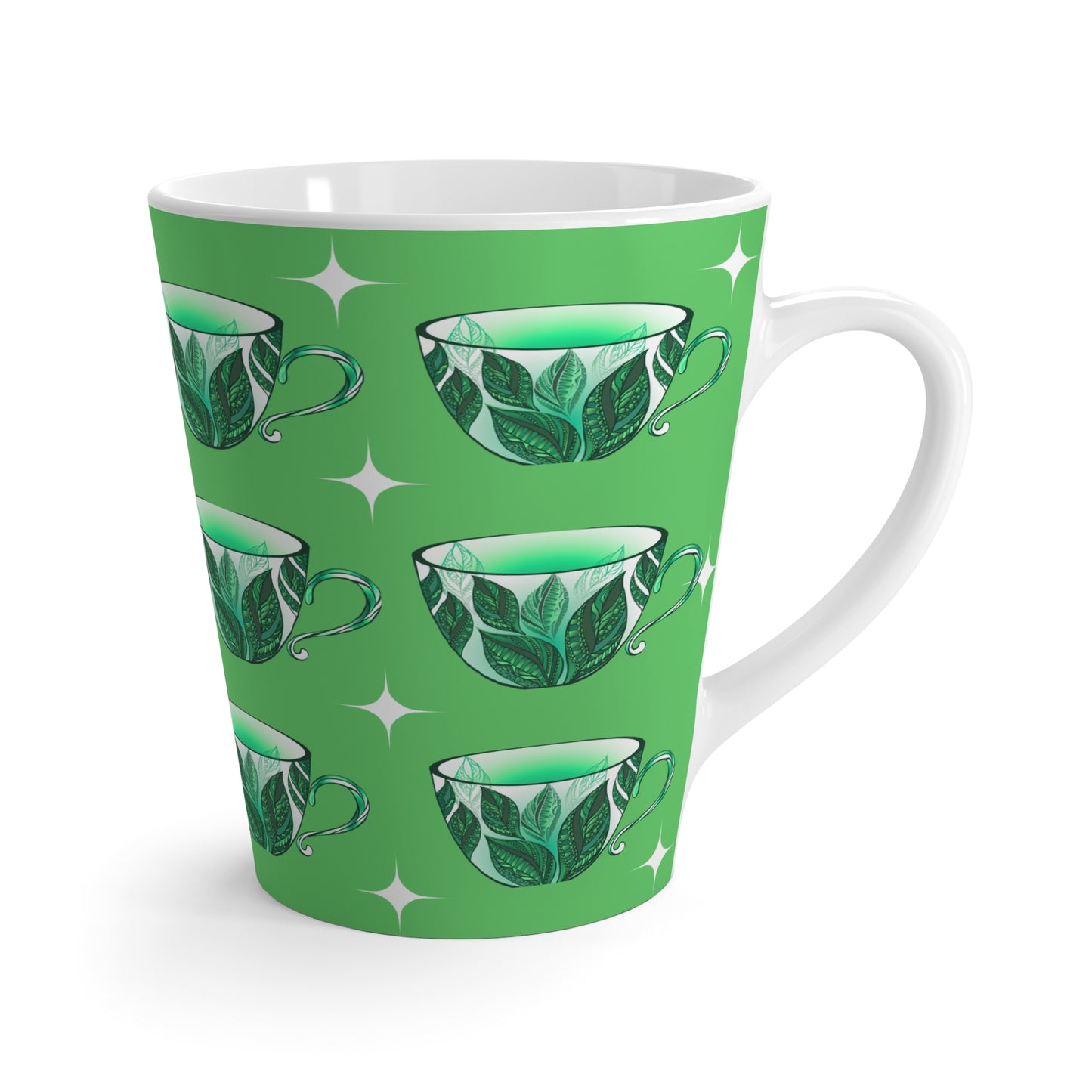 Cup of Mint Tea Midcentury Modern Hot Beverage Green Decorative Coffee Cappucino Latte Mug